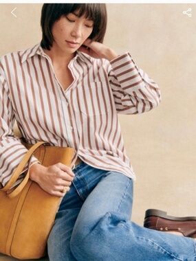 Sezane Bilma Shirt in Camel Stripes Size 34, US 2